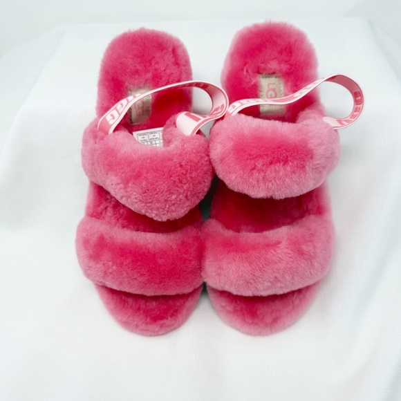 UGG Fuchsia Fluffy Oh Yeah Slippers women’s size 7 - Picture 3 of 14
